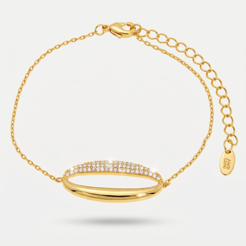 Bracciale in Metallo alternato liscio e pavè - BYSIMON gioielli