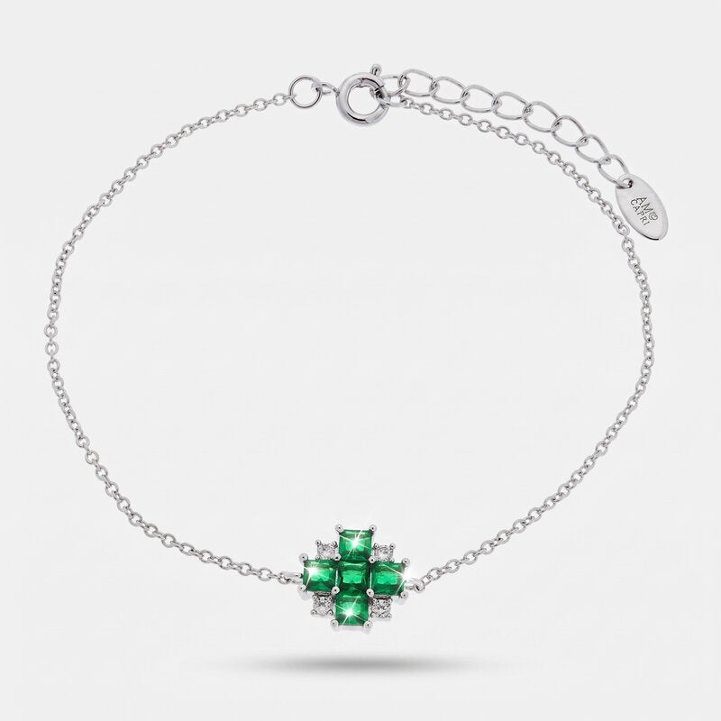 Bracciale in Metallo fiore verde - BYSIMON gioielli