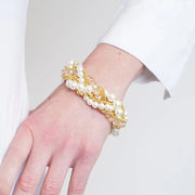 Bracciale in Metallo con perline e cristalli intrecciati