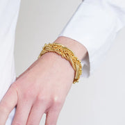 Bracciale in Metallo con catena e perline intrecciate