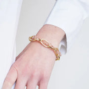 Bracciale in Metallo con cristalli rosa intrecciati