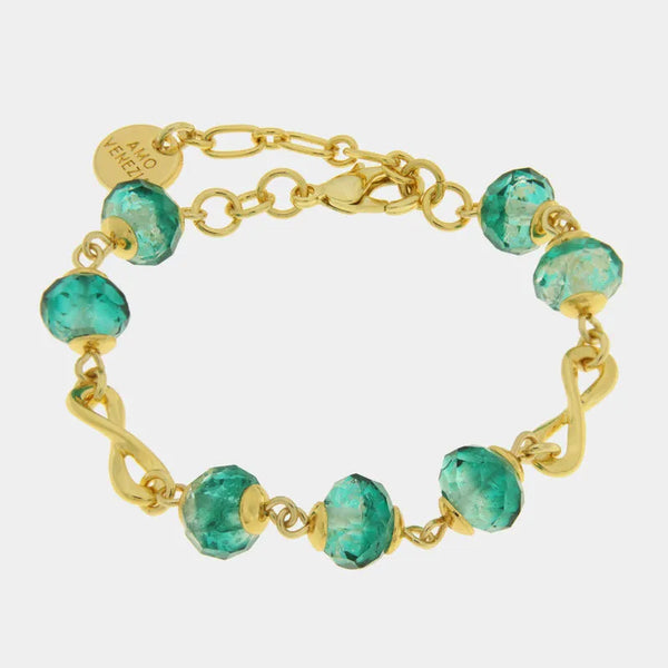 Bracciale in Metallo con cristalli verdi ispirati all'art glass - BYSIMON gioielli
