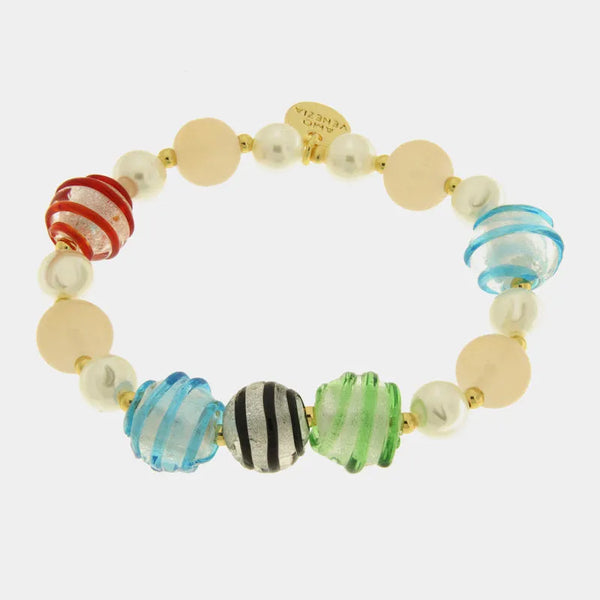 Bracciale in Metallo con cristalli colorati ispirati all'art glass - BYSIMON gioielli