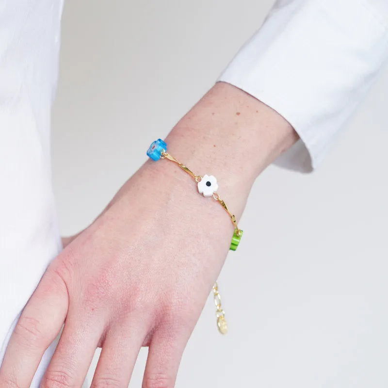 Bracciale Fiori Colorati con Cristalli Placcato Oro | AMOVENEZIA Gondola
