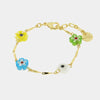 Bracciale in Metallo con fiori colorati