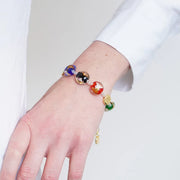 Bracciale in Metallo con cristalli colorati ispirati al vetro di Murano
