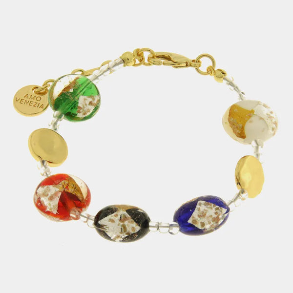 Bracciale in Metallo con cristalli colorati ispirati all'art glass - BYSIMON gioielli