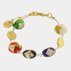 Bracciale in Metallo con cristalli colorati ispirati al vetro di Murano