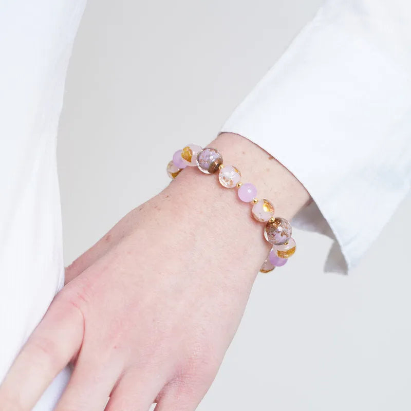Bracciale in Metallo con cristalli rosa ispirati al vetro di Murano - BYSIMON gioielli