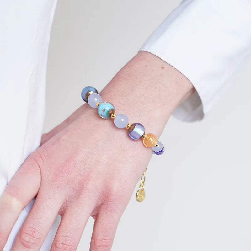 Bracciale in Metallo con cristalli blu ispirati al vetro di Murano - BYSIMON gioielli