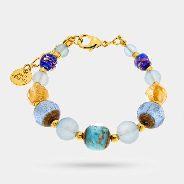 Bracciale in Metallo con cristalli blu ispirati al vetro di Murano - BYSIMON gioielli