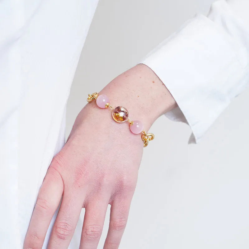 Bracciale in Metallo con cristalli rosa ispirati al vetro di Murano AMOVENEZIA - gioiello BySimon