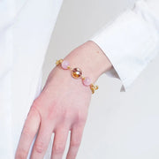 Bracciale in Metallo con cristalli rosa ispirati al vetro di Murano