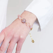 Bracciale in Metallo con cristalli rosa ispirati al vetro di Murano
