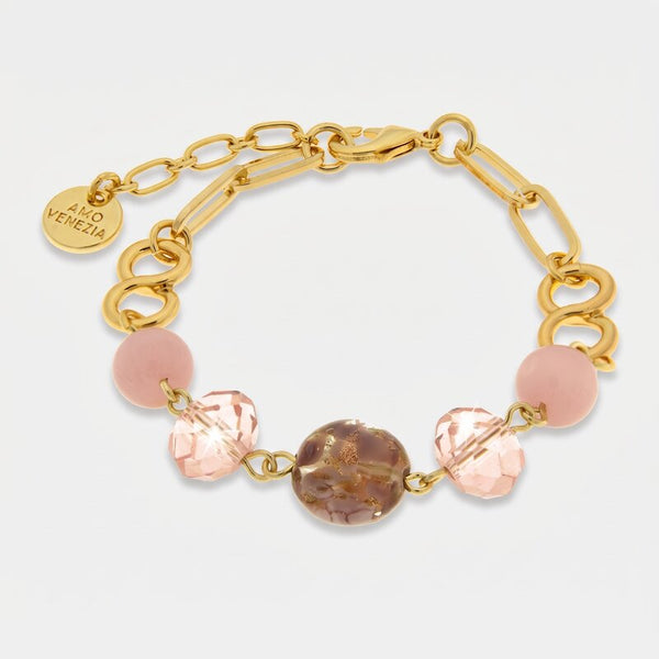 Bracciale in Metallo con cristalli rosa ispirati all'art glass - BYSIMON gioielli