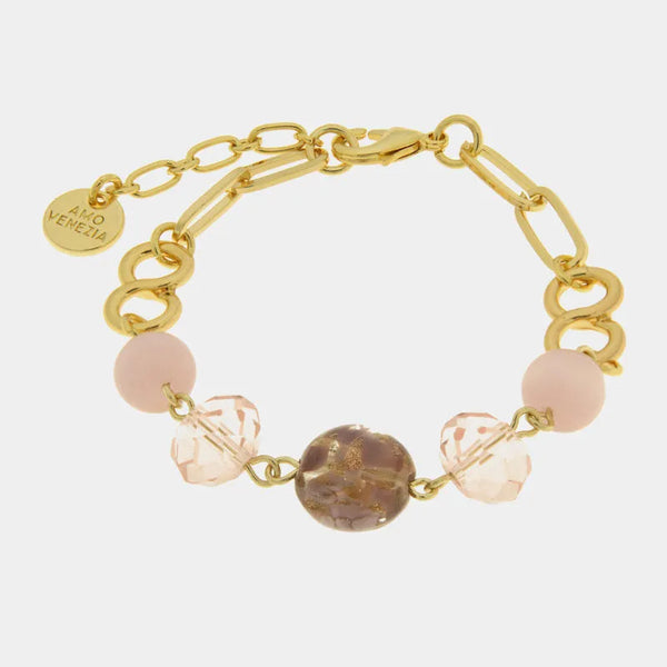 Bracciale in Metallo con cristalli rosa ispirati all'art glass - BYSIMON gioielli