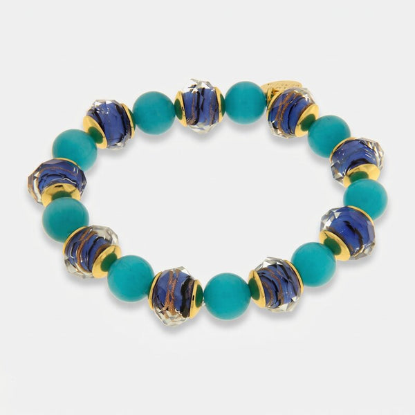 Bracciale in Metallo con cristalli blu ispirati all'art glass - BYSIMON gioielli