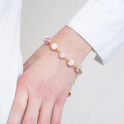 Bracciale in Metallo con cristalli rosa ispirati al vetro di Murano