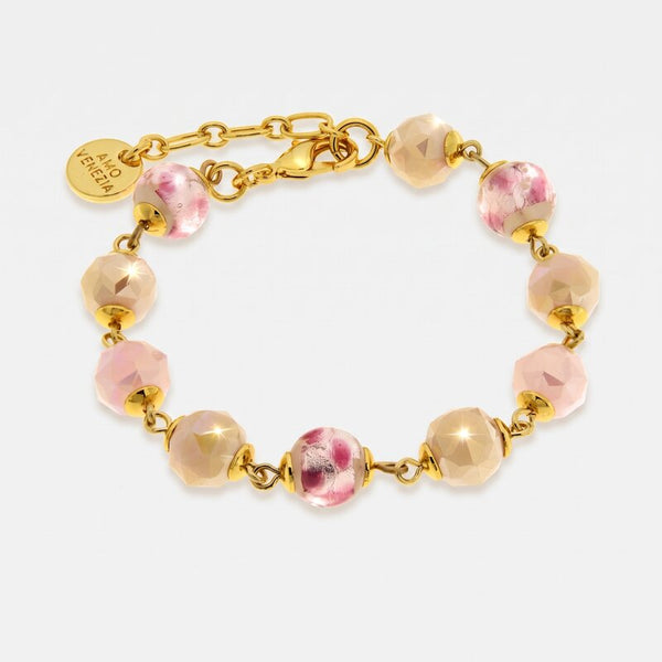 Bracciale in Metallo con cristalli rosa ispirati all'art glass - BYSIMON gioielli