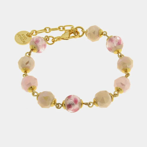 Bracciale in Metallo con cristalli rosa ispirati all'art glass - BYSIMON gioielli
