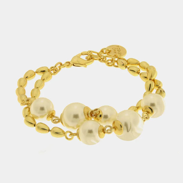 Bracciale in Metallo multifilo con perle - BYSIMON gioielli