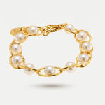 Bracciale in Metallo con perle e cerchi intrecciati - BYSIMON gioielli
