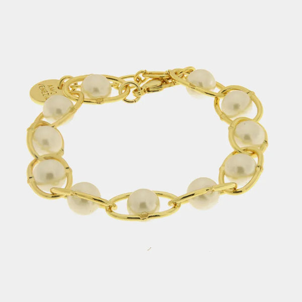 Bracciale in Metallo con perle e cerchi intrecciati - BYSIMON gioielli