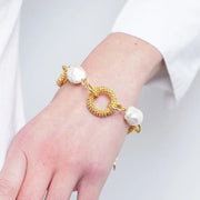 Bracciale in Metallo con perle e cerchi intrecciati