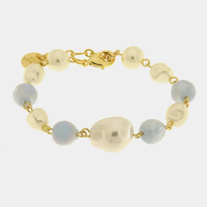Bracciale in Metallo con cristalli e perle - BYSIMON gioielli