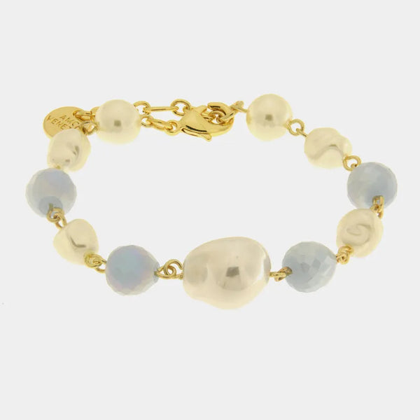 Bracciale in Metallo con cristalli e perle - BYSIMON gioielli