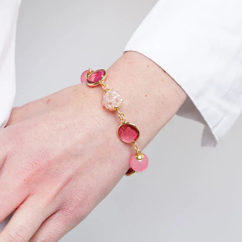 Bracciale in Metallo con cristalli rosa