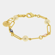 Bracciale in Metallo catena con cristalli e perle