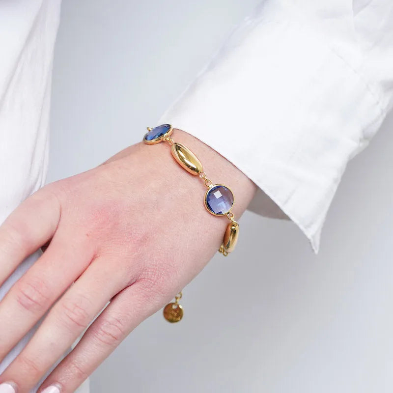 Bracciale in Metallo con sfere ovali e cristalli blu AMOVENEZIA - gioiello BySimon