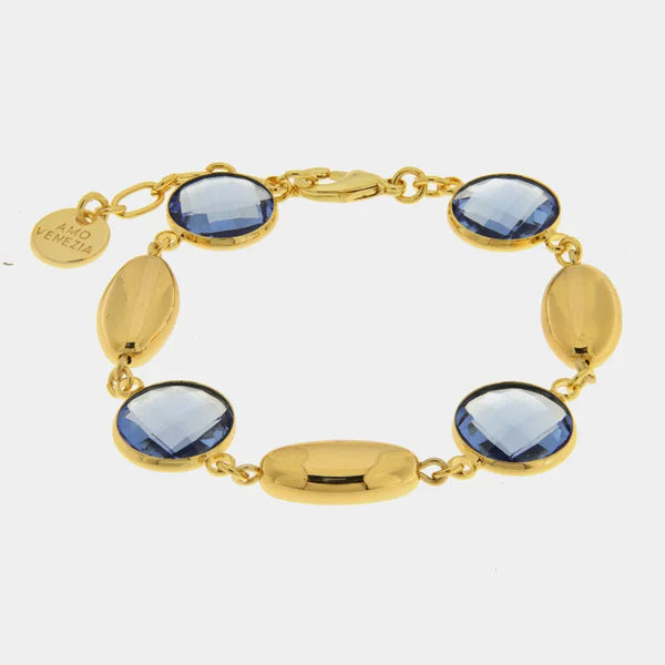 Bracciale in Metallo con sfere ovali e cristalli blu AMOVENEZIA - gioiello BySimon