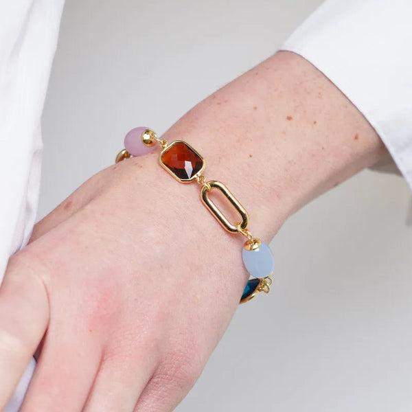 Bracciale in Metallo con cristalli e sfere colorate - BYSIMON gioielli