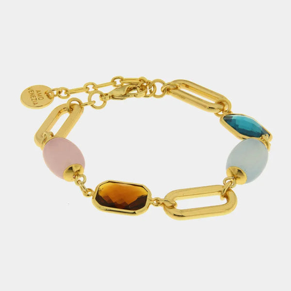 Bracciale in Metallo con cristalli e sfere colorate - BYSIMON gioielli