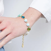 Bracciale in Metallo con cristalli e sfere colorate verdi