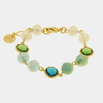 Bracciale in Metallo con cristalli e sfere colorate verdi - BYSIMON gioielli