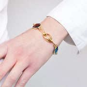 Bracciale in Metallo a catena con cristalli colorati