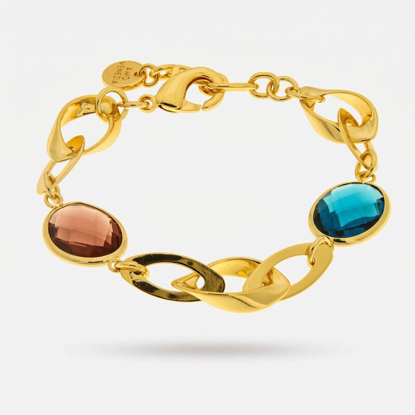 Bracciale in Metallo a catena con cristalli colorati - BYSIMON gioielli