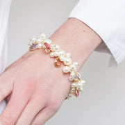 Bracciale in Metallo con perle e crisalli colorati rosa