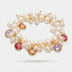 Bracciale in Metallo con perle e crisalli colorati rosa - BYSIMON gioielli