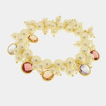 Bracciale in Metallo con perle e crisalli colorati rosa - BYSIMON gioielli