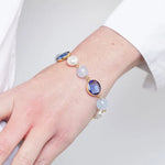 Bracciale in Metallo con sfere e cristalli blu - BYSIMON gioielli