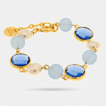 Bracciale in Metallo con sfere e cristalli blu - BYSIMON gioielli