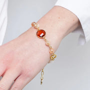 Bracciale in Metallo con sfere e cristalli marroni