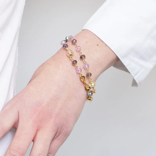 Bracciale in Metallo multifilo con cristalli colorati - BYSIMON gioielli