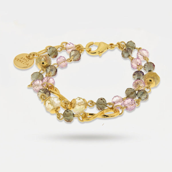 Bracciale in Metallo multifilo con cristalli colorati - BYSIMON gioielli