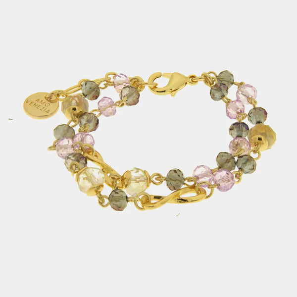 Bracciale in Metallo multifilo con cristalli colorati - BYSIMON gioielli