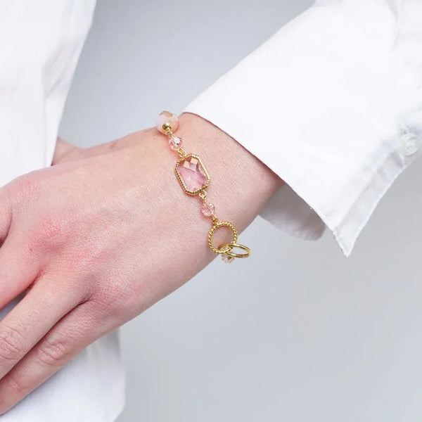 Bracciale in Metallo con cristalli rosa - BYSIMON gioielli